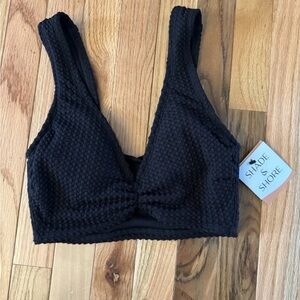 Shade & Shore Black Textured Bikini Top